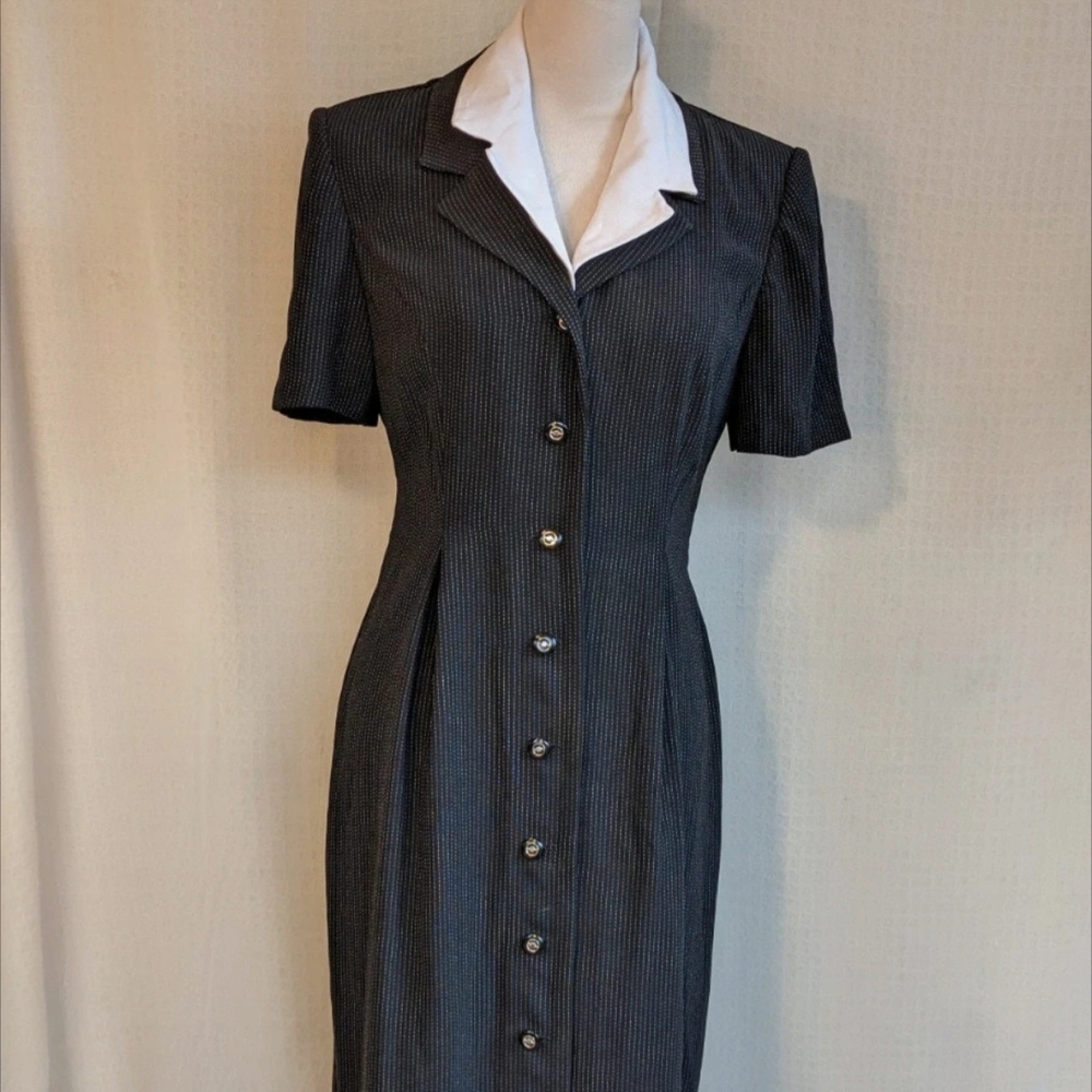 Vintage Black Pinstripe Dress